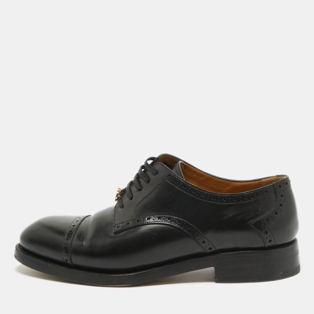 Gucci Gucci Black Leather Brogue Lace Up Oxfords Size 44