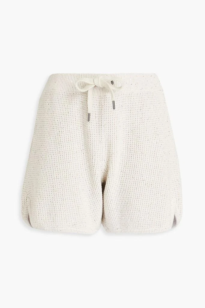 Brunello Cucinelli Sequin-embellished waffle-knit cotton-blend shorts