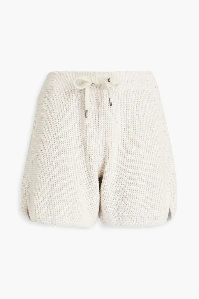 Brunello Cucinelli Sequin-embellished waffle-knit cotton-blend shorts
