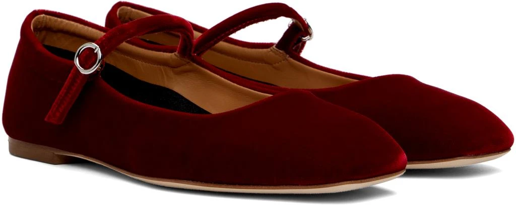 AEYDE Red Uma Velvet Mary-Jane Ballerina Flats 4