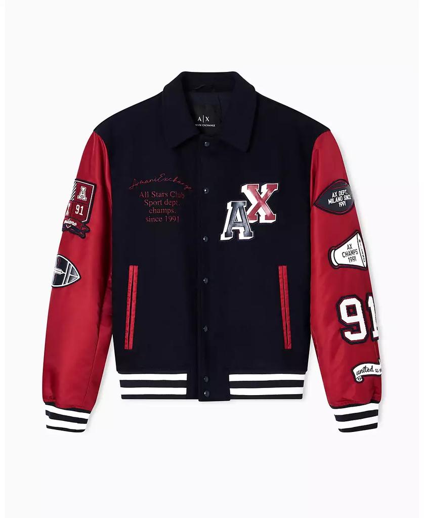 ARMANI EXCHANGE varsity jacket スタジャン XL Armani Exchange Men's Color Block Multi Badge Bomber Jacket