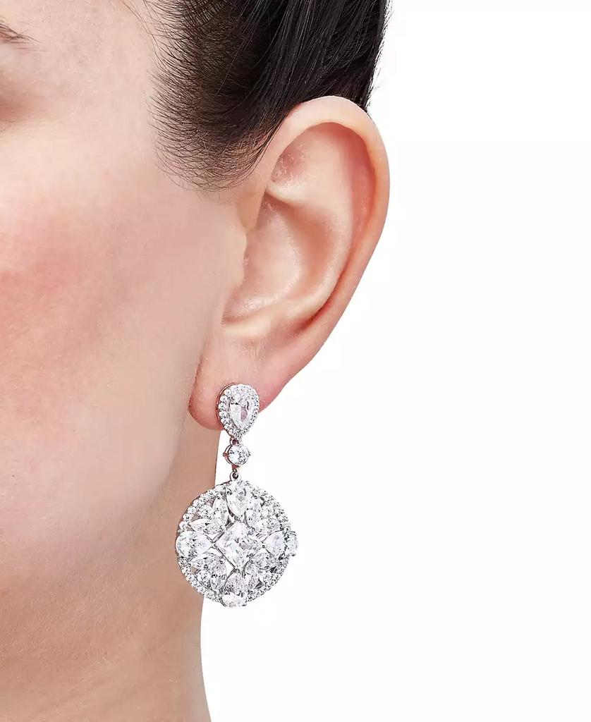Arabella Cubic Zirconia Mixed Cut Circle Cluster Drop Earrings in Sterling Silver