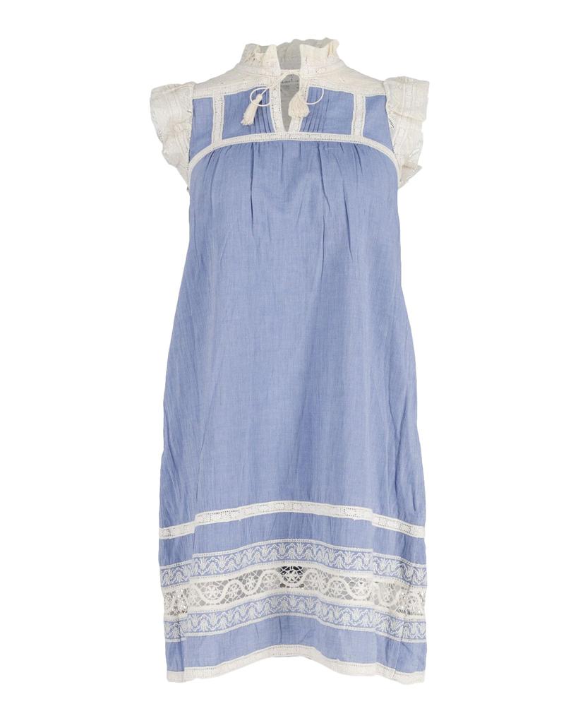 Sea Sea New York Chambray Lace Dress in Blue Cotton