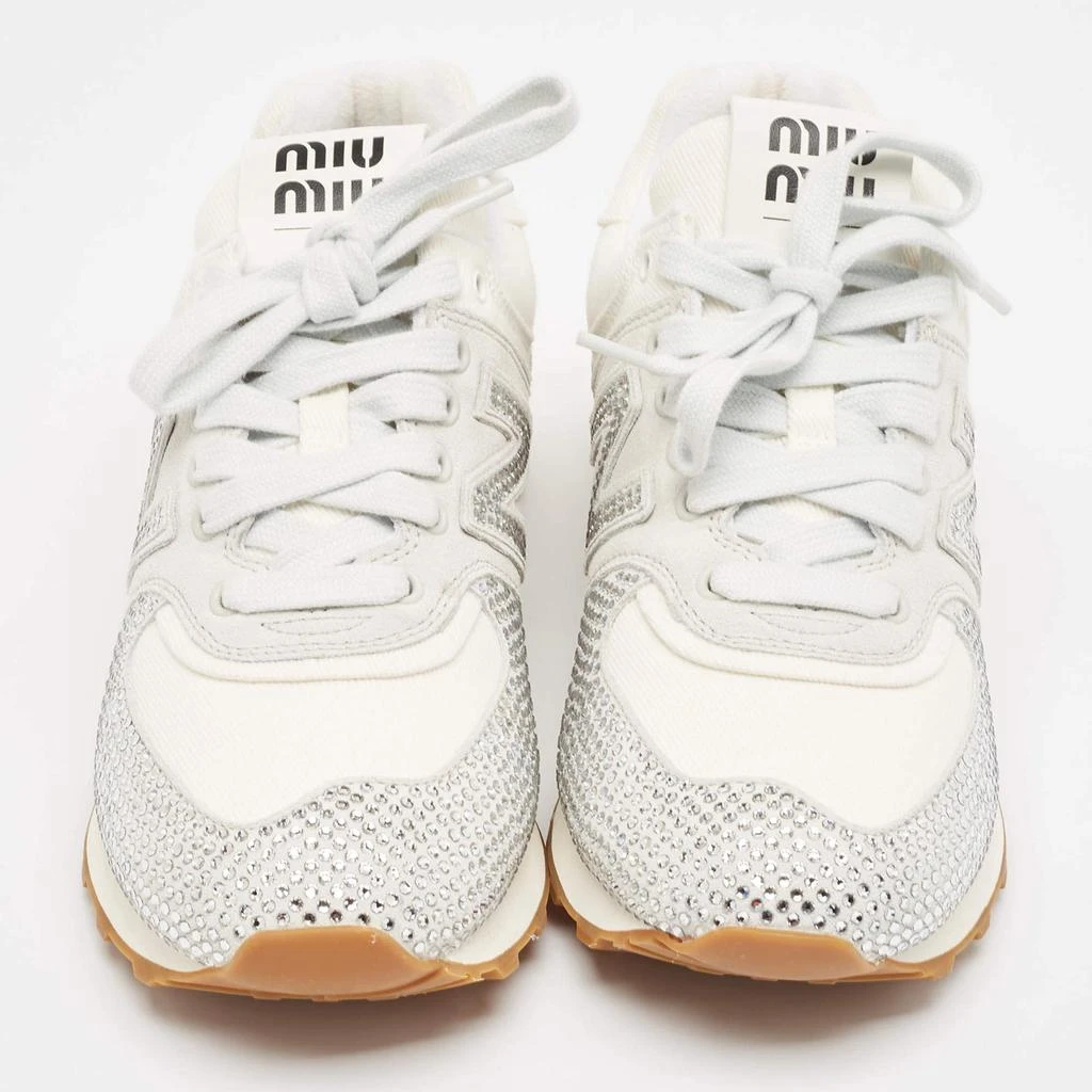 Miu Miu Miu Miu x New Balance 574 White Suede and Denim Sneakers Size 37 3