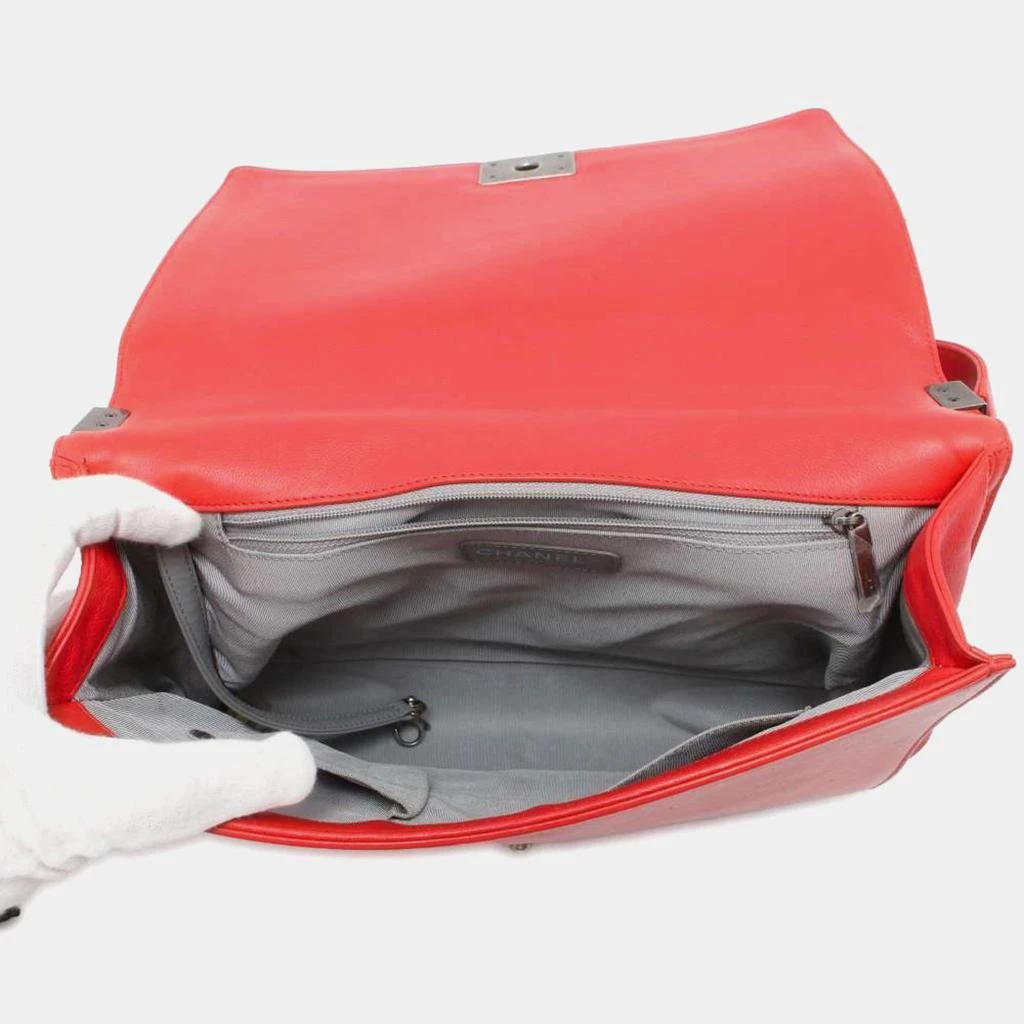 Chanel Chanel Red Leather Large Boy Shoulder Bag 5