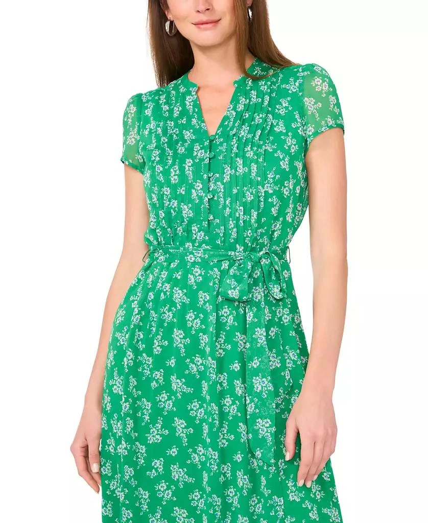 MSK Petite Printed Split-Neck Tie-Waist Short-Sleeve Dress 2