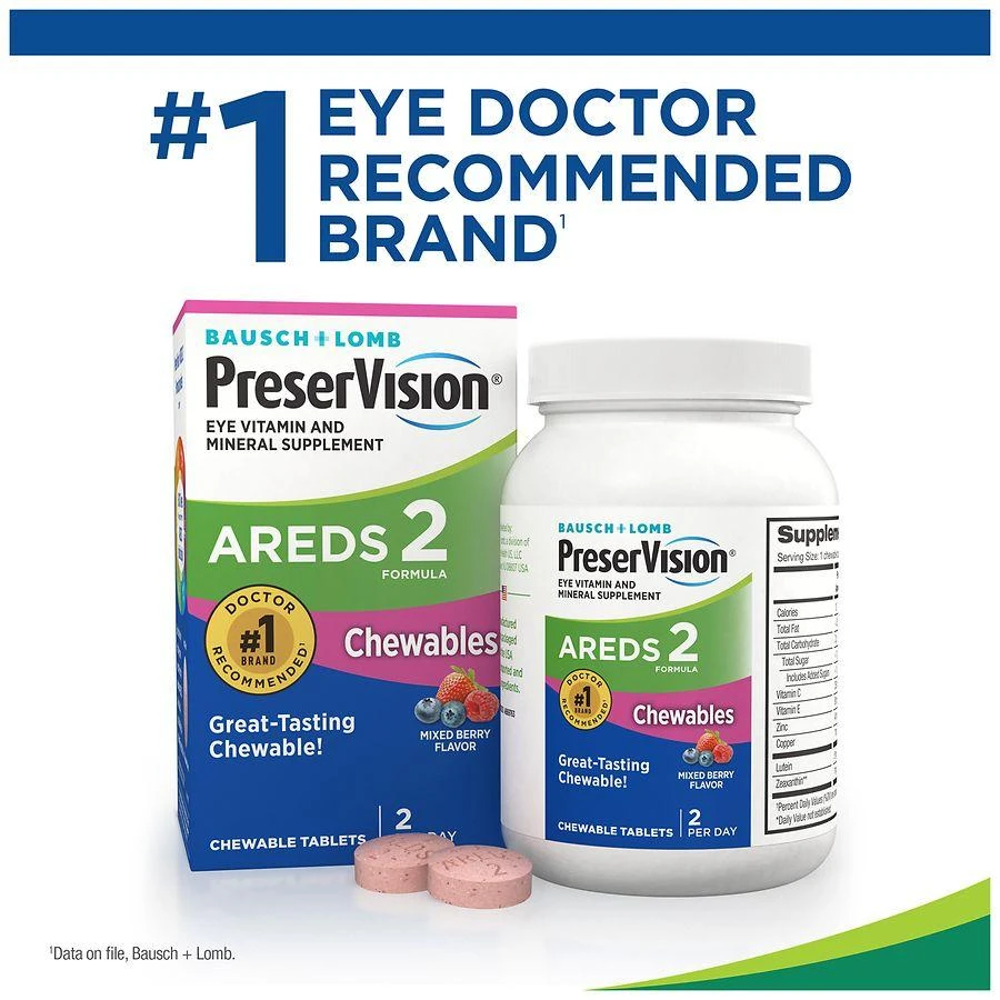PreserVision AREDS 2 Formula Eye Vitamin and Mineral Supplement, Chewable Tablets Mixed Berry 5