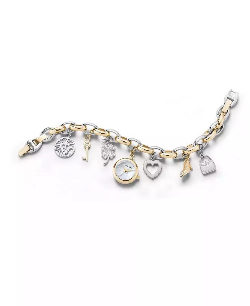 Anne Klein Women's Quartz Two-Tone Metal Alloy Crystal Accented Charm Bracelet Watch 2