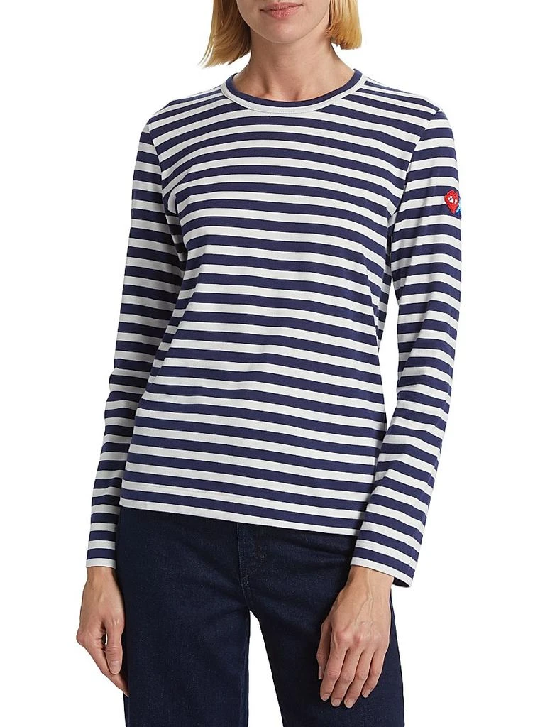 Comme des Garcons Long-Sleeve Striped Cotton T-Shirt 2