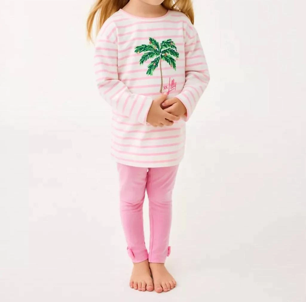 Lilly Pulitzer Girls Mini Ballad Sweatshirt In Multi Holiday Palm Embellishment
