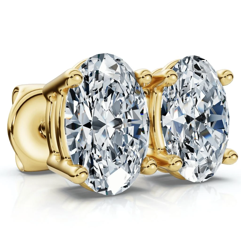 Pompeii3 Oval Cut Diamond Prong Studs 14k Gold Lab Grown