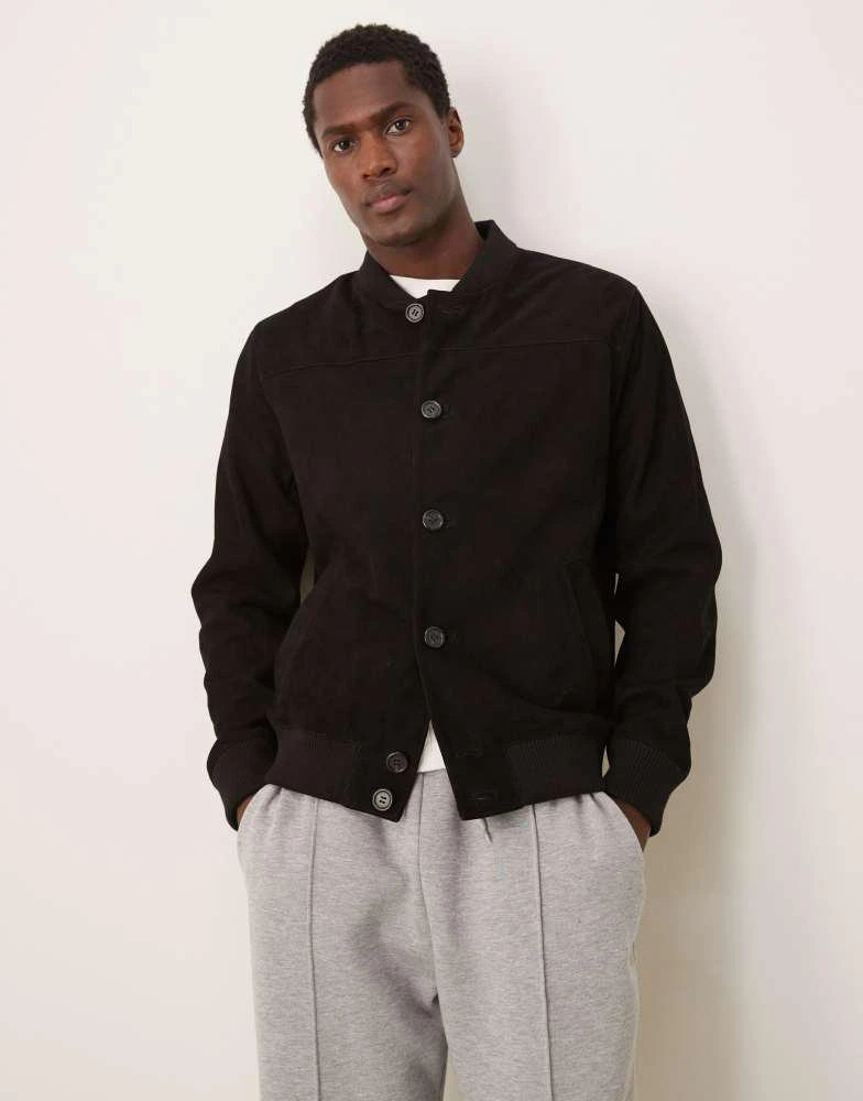 Selected Homme Selected Homme suede bomber jacket in black 1