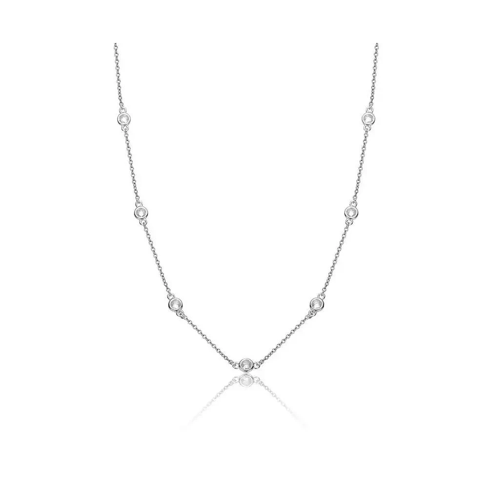 Rachel Glauber Classic Bezel Set Cubic Zirconia Chain Station Necklace