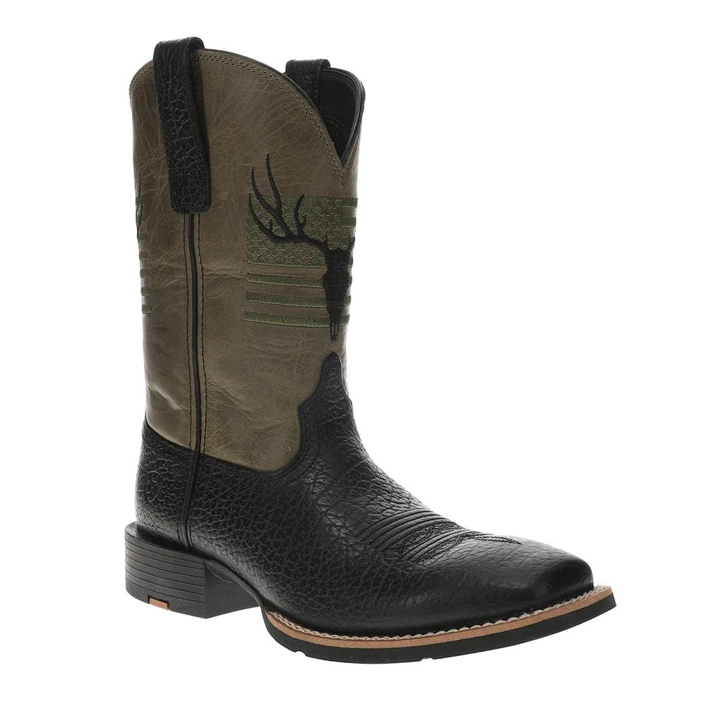 Ariat Sport Antlers Embroidered Patriotic Square Toe Pull On Cowboy Boots 2