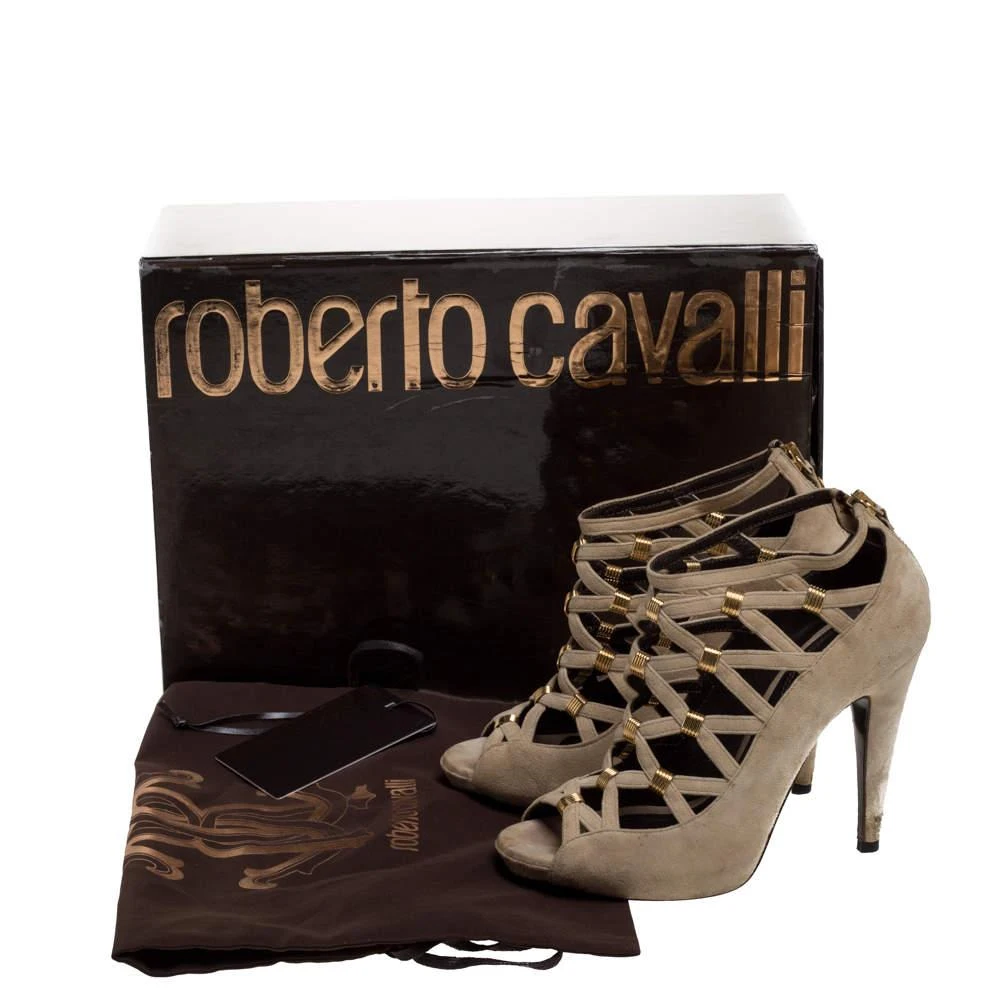 Roberto Cavalli Roberto Cavalli Beige Suede Cage Ankle Boots Size 35.5 8