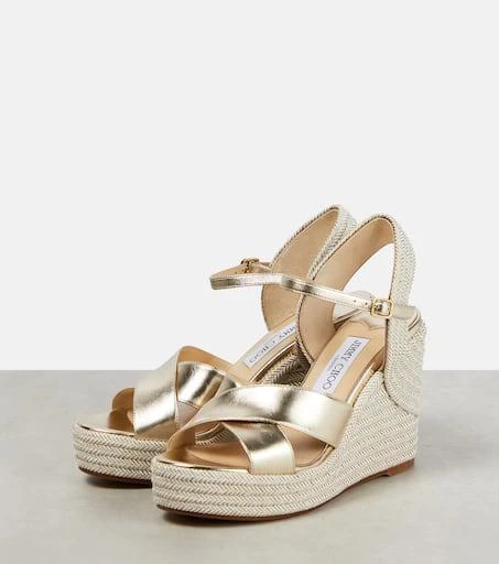Jimmy Choo Dellena 100 metallic leather wedge sandals 5