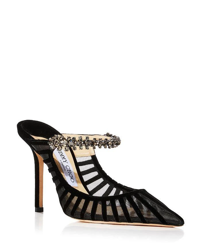 Jimmy Choo Women's Bing 100 Embellished Velvet Cage High Heel Mules 1