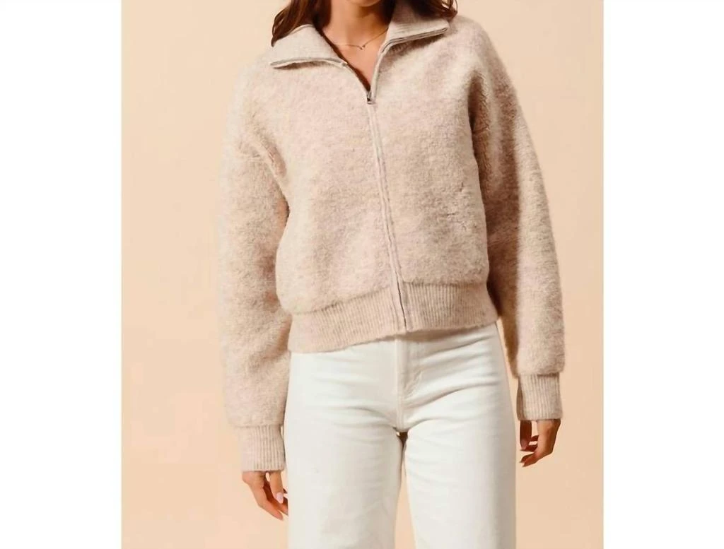 So Me So Me - Collared Knit Fluffy Sweater Jacket 3