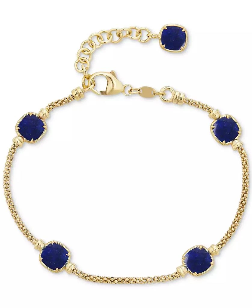 Macy
s Lapis Lazuli Station Link Chain Bracelet in 14k Gold-Plated Sterling Silver (Also in Turquoise, Citrine, Amethyst, Garnet 
Onyx)