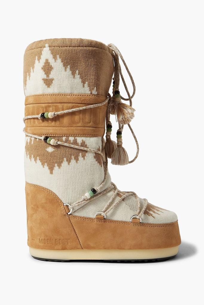 ALANUI + Moon Boot embellished wool-jacquard and suede snow boots