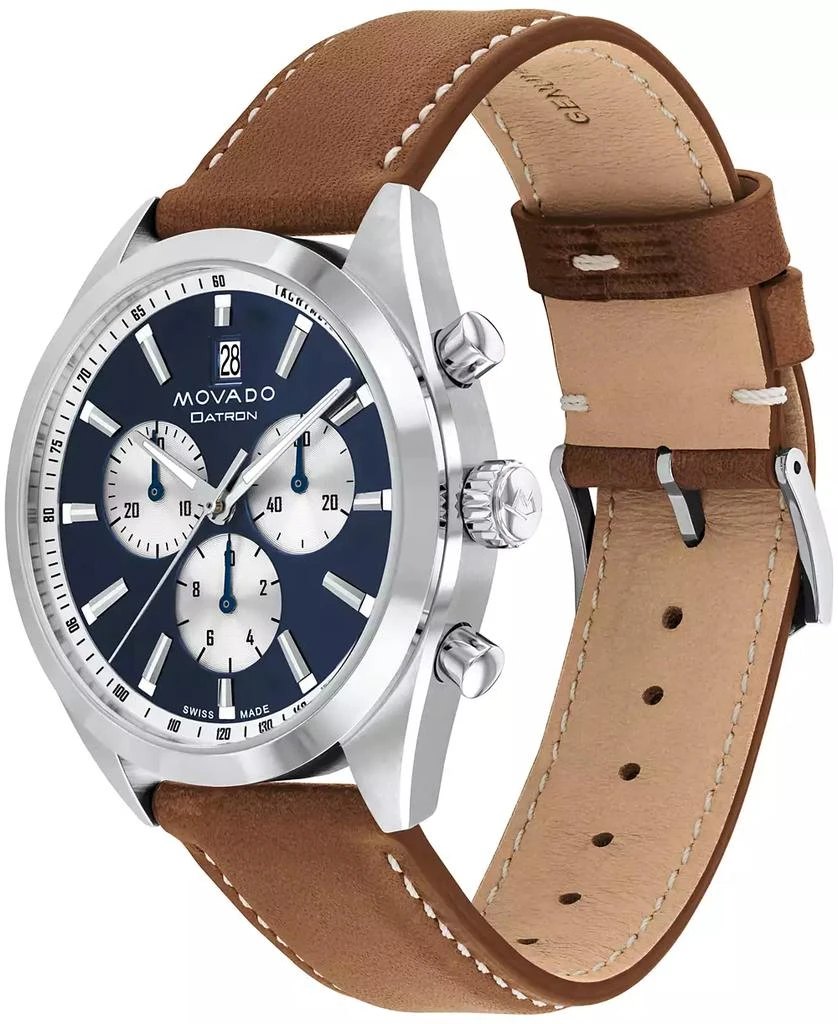 Movado Men's Datron Swiss Quartz Chrono Cognac Leather Watch 40mm 2