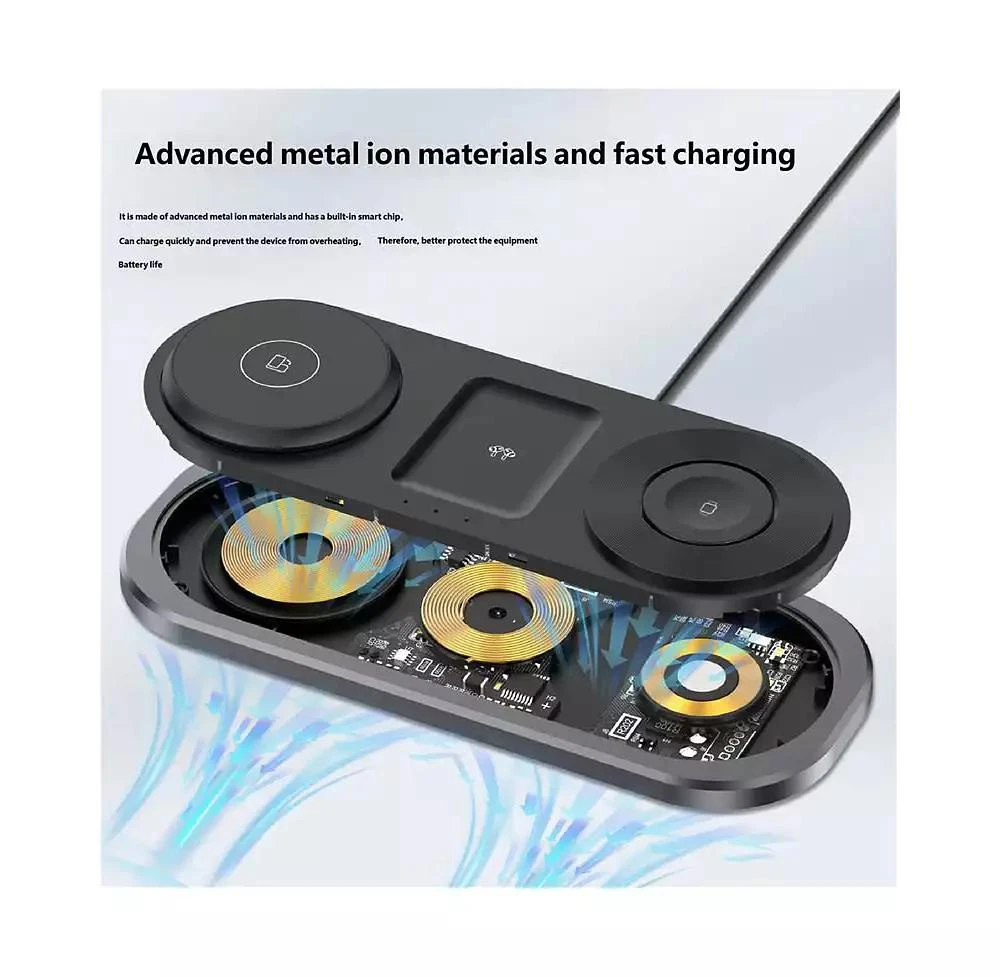 risokeys Foldable Wireless Charger with Charging Port - Magnetic 3-in-1 Charging Station, Watch and Earphone for Desktop 5