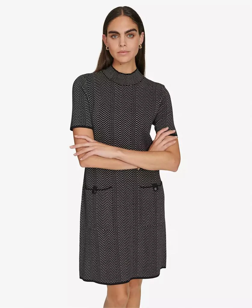 Calvin Klein Women's Mock-Neck Jacquard Sheath Dress 5