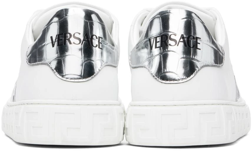 Versace White & Silver Greca Sneakers 2