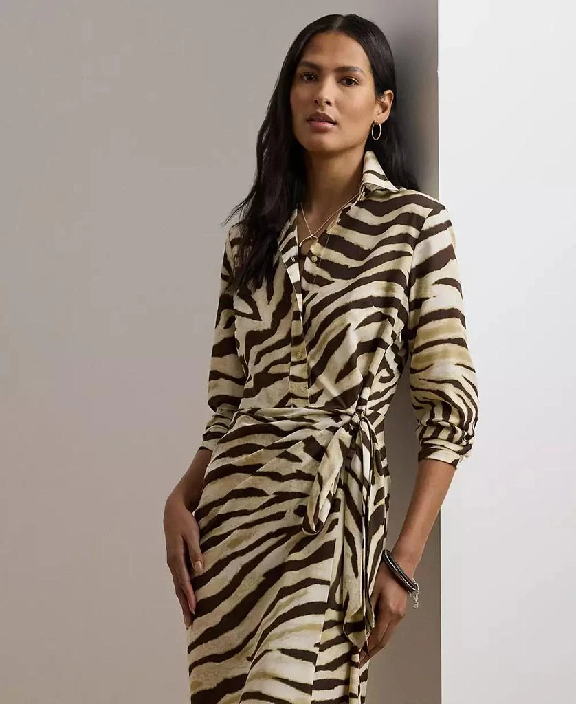 Ralph Lauren Women's Zebra-Print Tie-Front Crepe Shirtdress, 0P-22W 3
