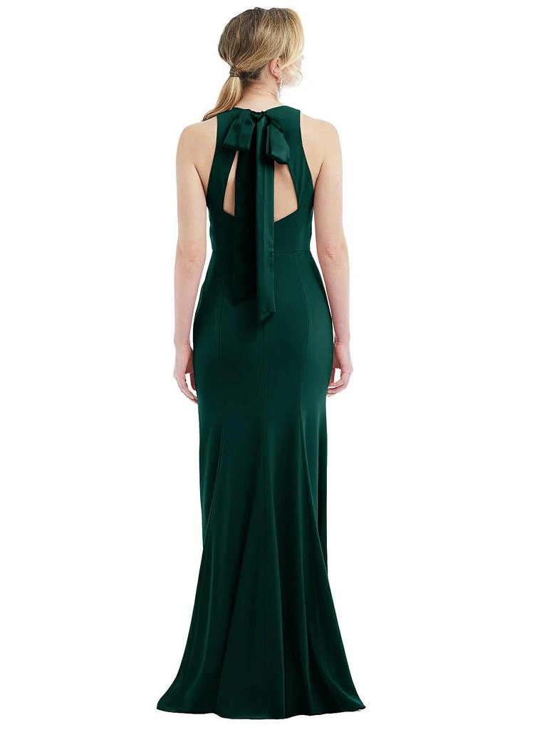 Dessy Collection Cutout Open-Back Halter Maxi Dress with Scarf Tie 2