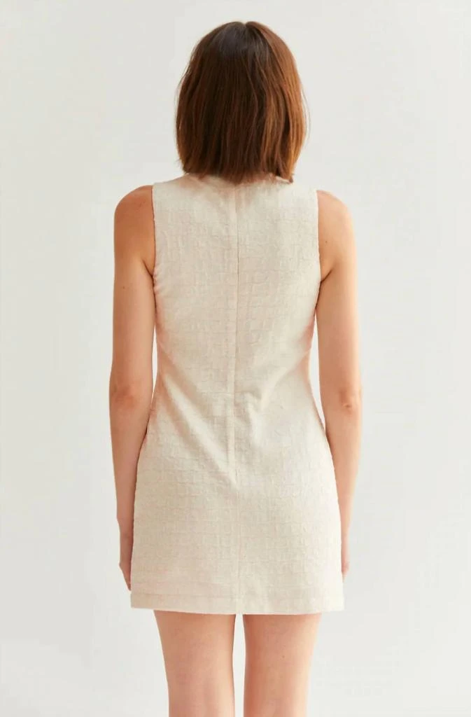 CRESCENT Textured Mini Sheath Dress In Cream 2