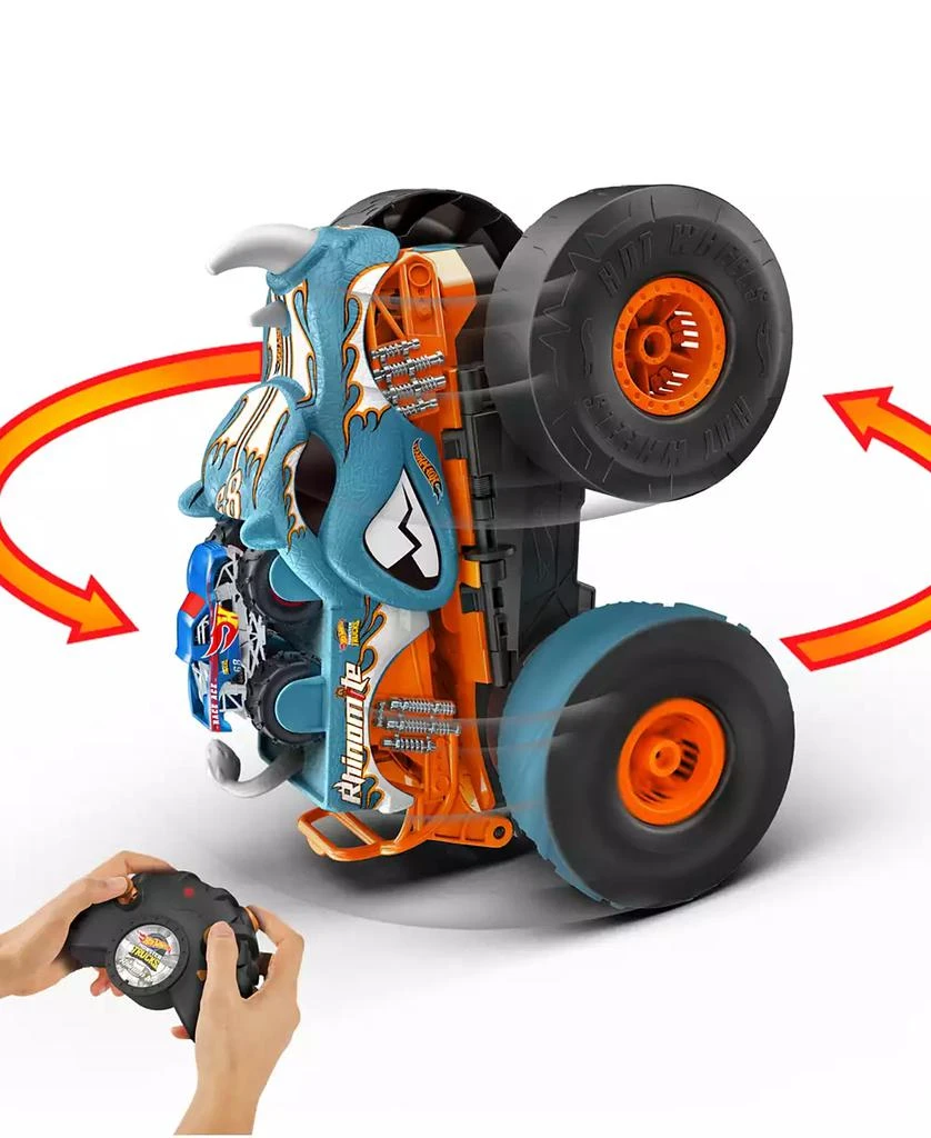 Hot Wheels Monster Trucks HW Changing Rhinomite RC in 1:12 Scale with 1:64 Scale Toy Truck 6