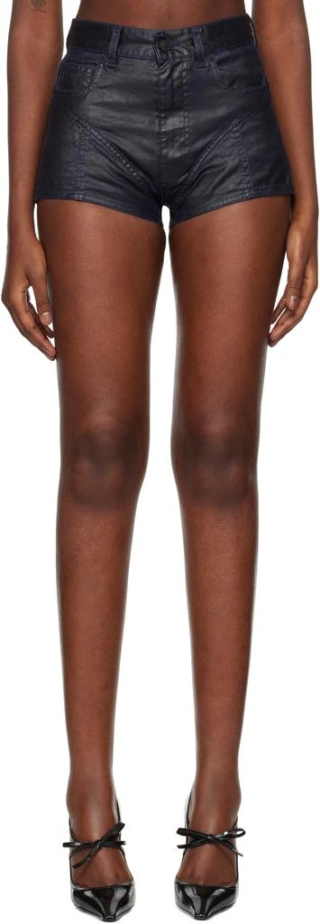 Navy Bi-Material Denim Shorts – On Sale Now with Up to 60% Off