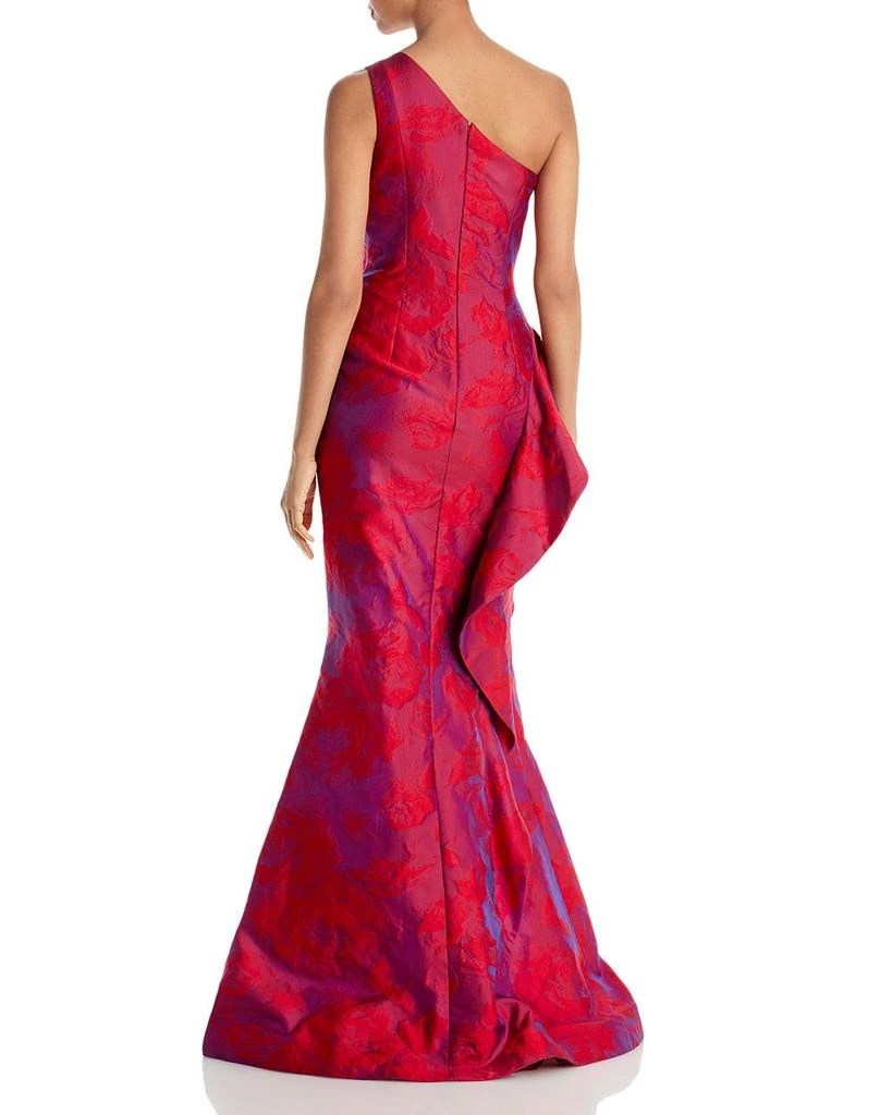 Teri Jon One Shoulder Printed Jacquard Gown 2