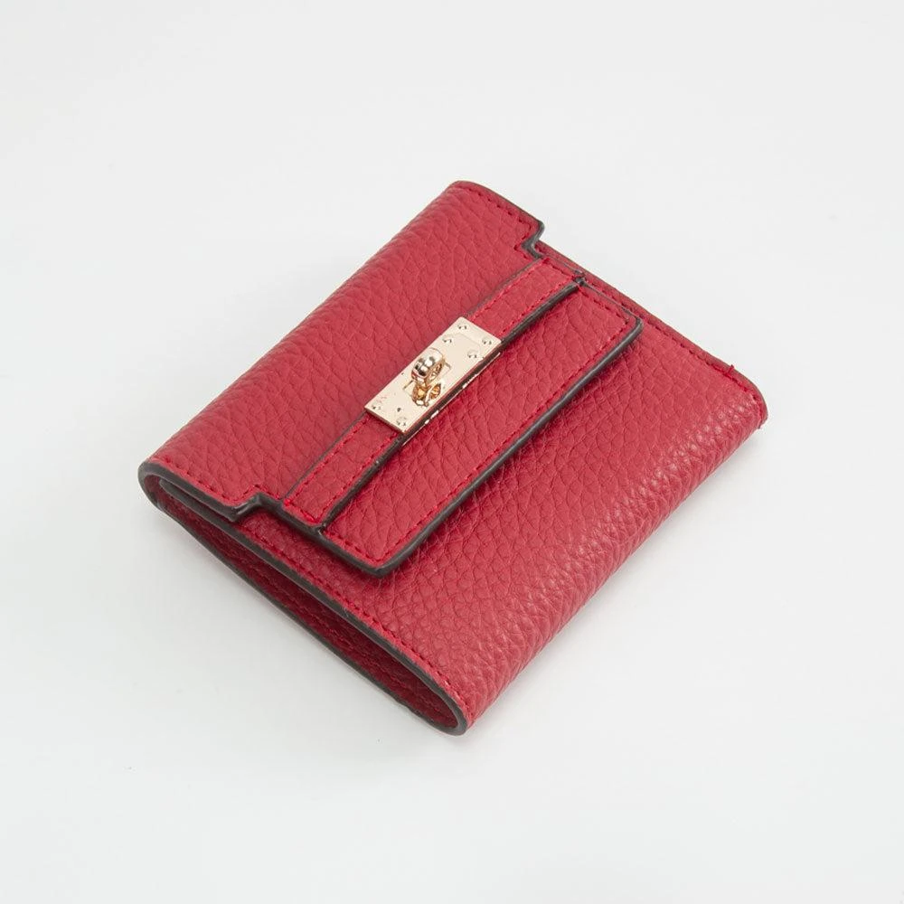 FASHNZFAB Metal Deco Accent Faux Leather Compact Fold Wallet