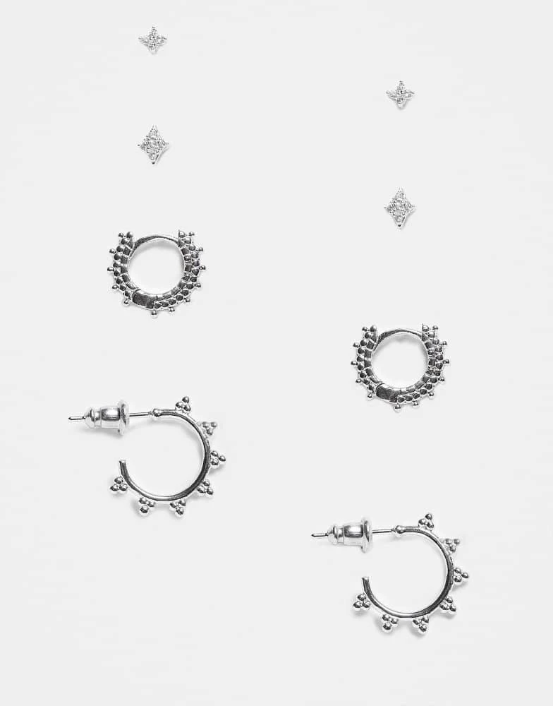 Accessorize Accessorize 4 pack flower and filigree stud earrings in 925 sterling silver