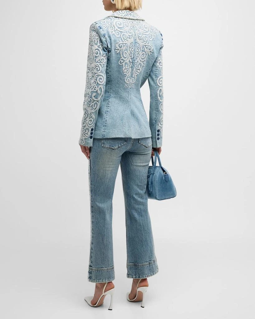 Alice + Olivia Beautiful Embroidered Cropped Bootcut Jeans 4
