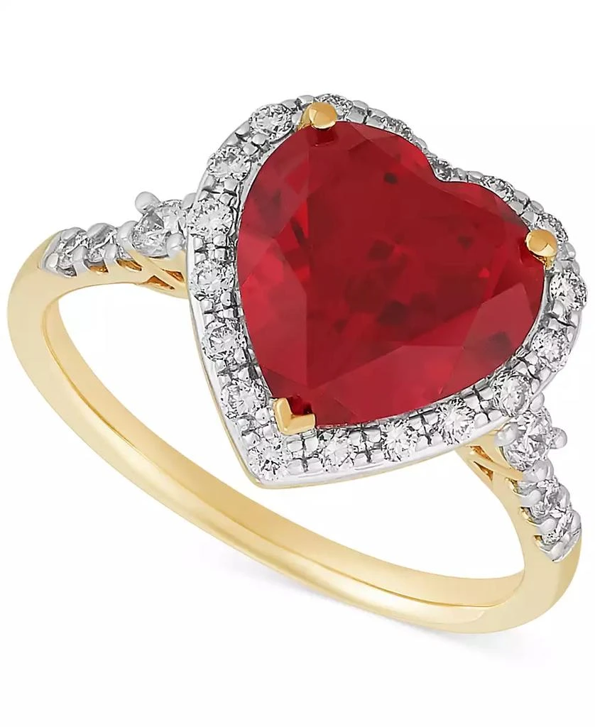 Grown With Love Lab Grown Ruby (5-1/3 ct. t.w.) & Lab Grown Diamond (1/3 ct. t.w.) Heart Halo Ring in 14k Gold 1