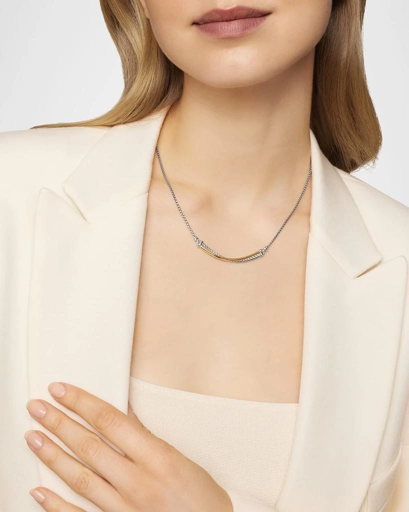 David Yurman Crossover Bar Necklace in Silver and 18K Gold 2