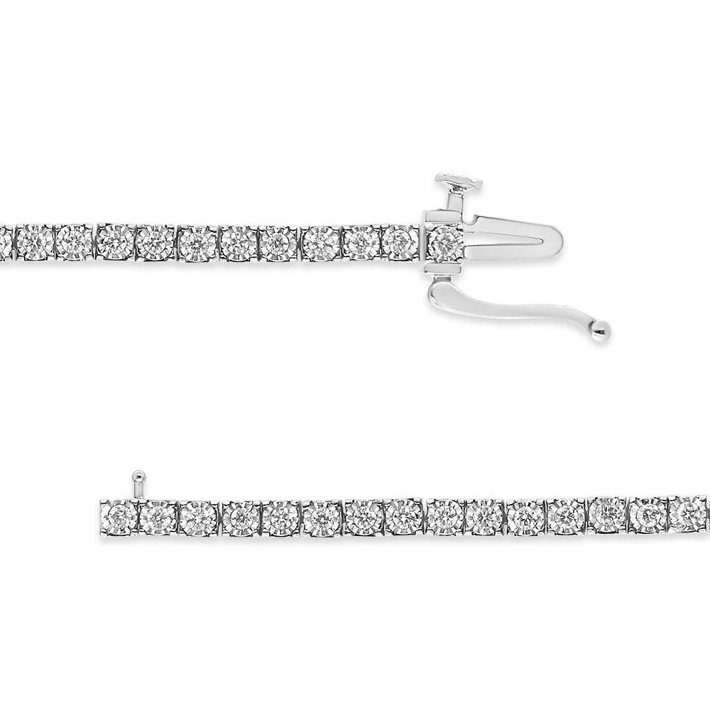Haus of Brilliance 14K White Gold 1.0 Cttw Miracle Set Round-Cut Lab Grown Diamond Illusion Tennis Bracelet Size 7" 3