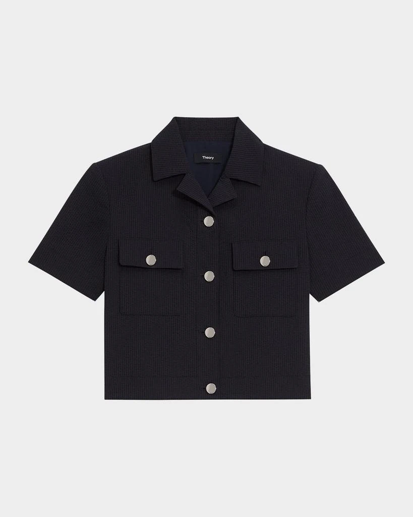 Theory Seersucker Cropped Short-Sleeve Jacket 1