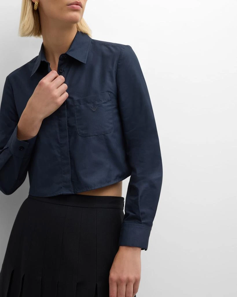 Emporio Armani Cropped Button-Down Cotton Poplin Shirt 7