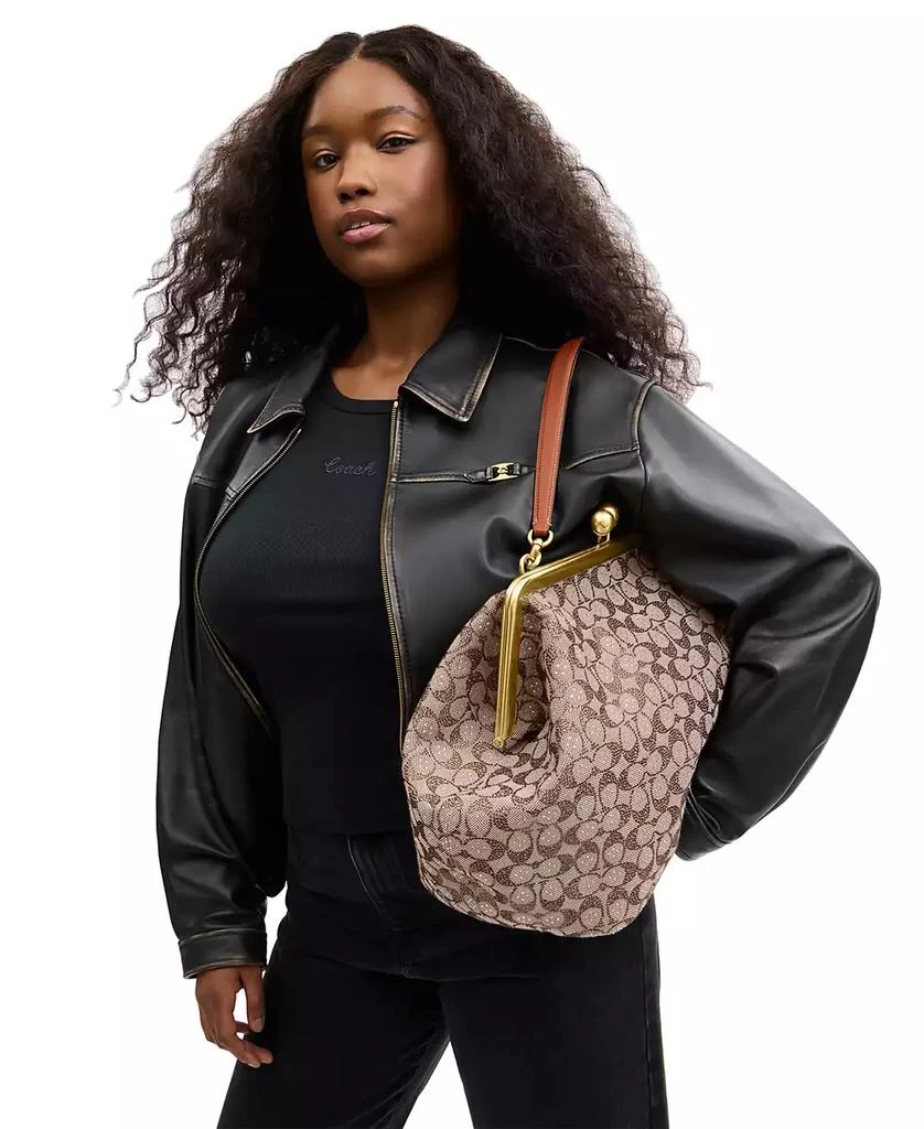 Coach Kisslock Large Crystal Signature Jacquard Frame Bag 3