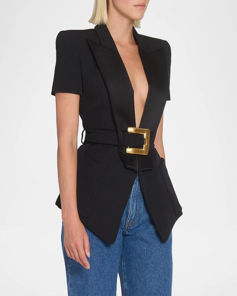 Balmain Tailored Short-Sleeve Belted Blazer Jacket 5