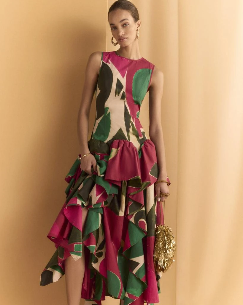 Ulla Johnson UJ x Lee Krasner Mural Sleeveless Ruffle Dress 5