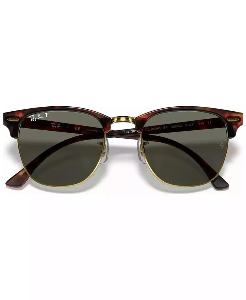 Ray-Ban Unisex Polarized Low Bridge Fit Sunglasses, RB3016F CLUBMASTER CLASSIC 55 4