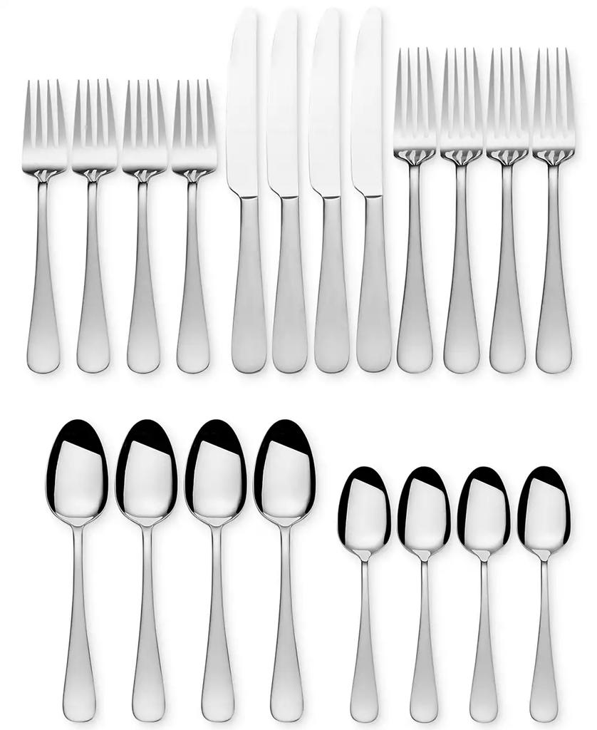 Mikasa Gourmet Basics by 18/0 Stainless Steel 20-Pc. Satin Symmetry Flatware Set, Service for 4