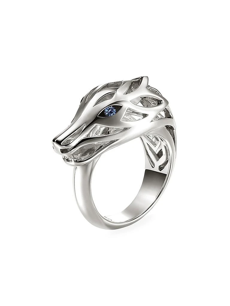 John Hardy Naga Dragon Sterling Silver &amp; Blue Sapphire Ring 1