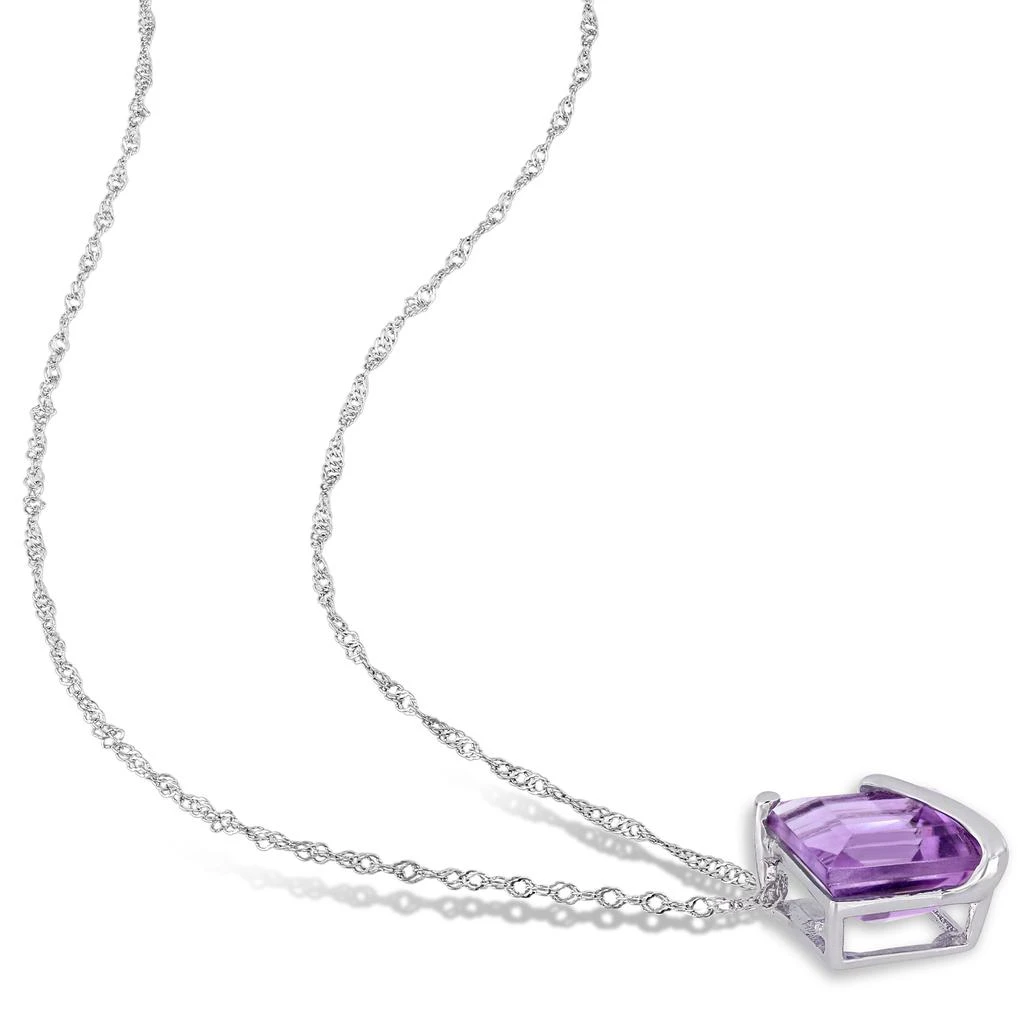 Mimi & Max Amethyst Square Pendant with Chain in 10k White Gold 4