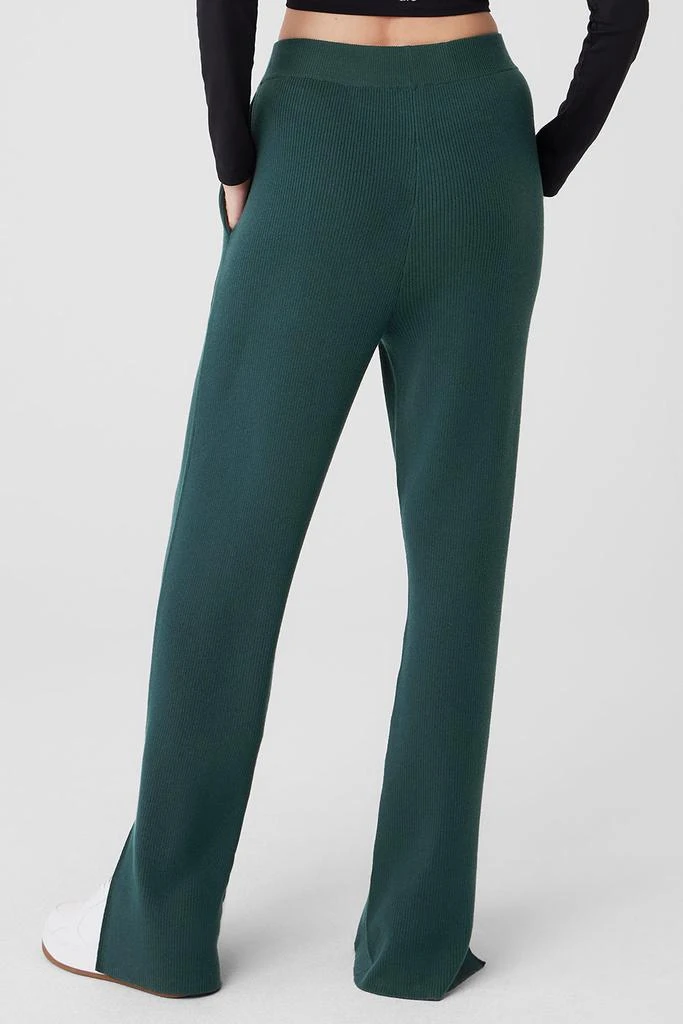 Alo Knit High-Waist Salana Wide Leg Pant - Midnight Green 3